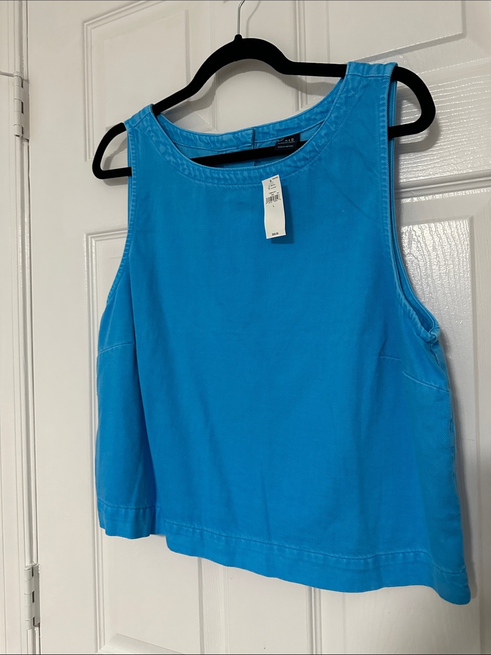 GAP Ultrasoft Denim Cropped Tank, NWT, Blue, Size Large/L
